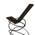 Unique Modern Leisure Chair Featuring Wooden Seat And Black Metal Curved Frame