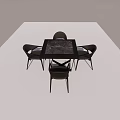 Modern Minimalist Dining Table Set With Marble Tabletop And Four Black Chairs 3d model