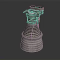 Aerospace Rocket Engine With Metallic Mesh Structure And Complex Industrial Components 3d model