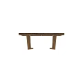 Wooden Dining Table With Natural Wood Grain Long Rectangular Shape And Modern Geometric Legs Design
