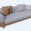 Modern Two Seater Sofa With Gray Fabric Wooden Frame Brown And Light Gray Pillows