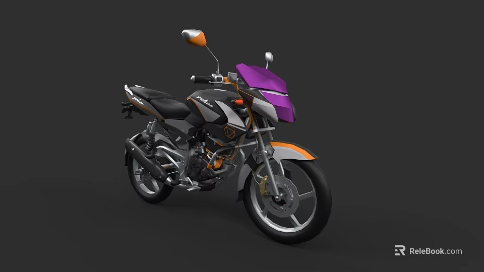 Modern Sporty Motorcycle With Purple Front Fairing Black Seat And Silver Orange Details 3d model 