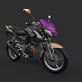 Modern Sporty Motorcycle With Purple Front Fairing Black Seat And Silver Orange Details