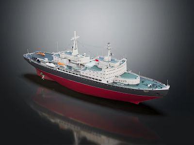 Luxury Yacht With Red Hull And White Superstructure 3d model