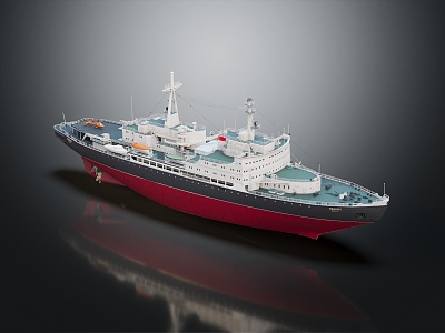 modern steamship cargo ship small cargo ship 3d model