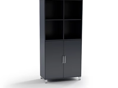 Modern Black Storage Cabinet With Open Shelves And Closed Doors For Home Storage 3d model