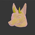 Colorful Fox Character 3D Head Model With Purple Pink Fur Blue Horns And Blue Eyes