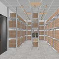 Warehouse Storage Space With Rows of Organized Shelves And Labeled Cardboard Boxes