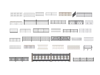 Various Architectural Railing Designs With Different Patterns And Styles 3d model