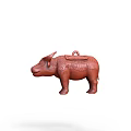 Artistic Red Ox Sculpture Featuring Intricate Carved Patterns And Classic Design