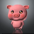 Cute Pink Pig Toy Figure With Round Body Big Eyes And Shiny Surface
