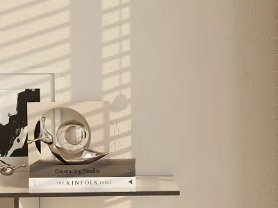 Modern Decorative Ornament Collection With Geometric Sculptures And Shelf 3d model