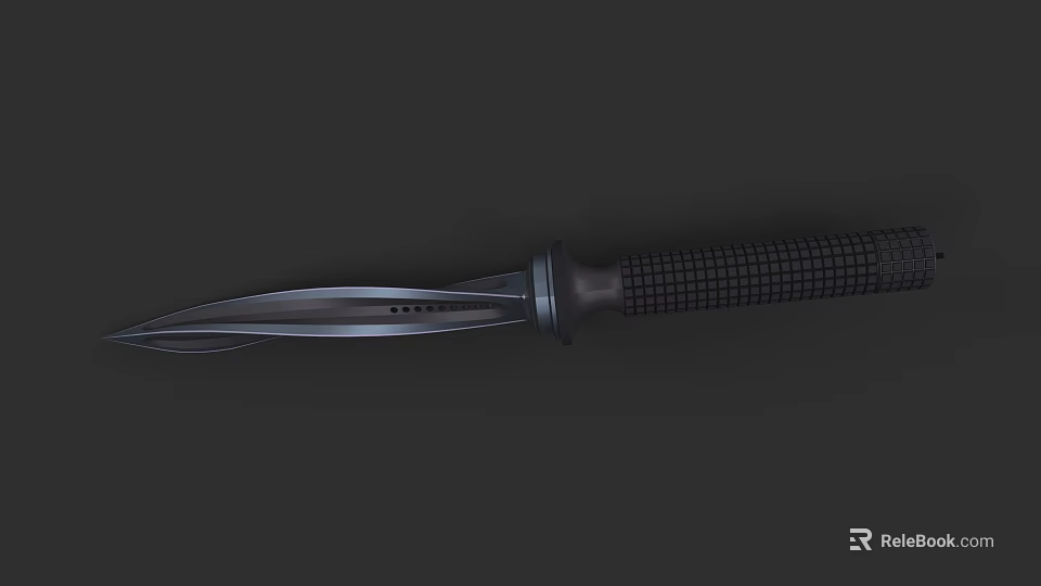 Modern Tactical Weapon Sharp Stainless Steel Blade With Textured Grip Handle 3d model 