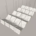 Decorative White Hanging Ceiling Drapery with Multiple Flowing Fabric Panels and Metallic Hooks