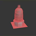 Ancient Bronze Bell With Decorative Patterns Statues On Top And Stone Base