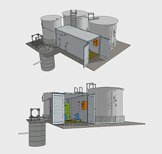 Modern Industrial Equipment Sewage Treatment Plant Facilities Equipment 3d model