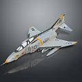Detailed Navy Fighter Jet Model Featuring Gray White Yellow Blue Markings Cockpit And Missiles