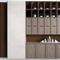 Modern Wooden Display Cabinet Shelves With Drawers And Decorative Storage Items