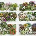 Vibrant Assorted Flowers And Lush Greenery With Decorative Stones In Garden