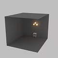 Three Spherical Pendant Lights With Moon Surface Texture Illuminated On Gray Background