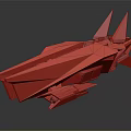 Gray Futuristic Sci Fi Aircraft Model With Sharp Pointed Structures And Streamlined Body