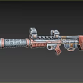 Futuristic Sci Fi Weapon With Copper And Black Metal Components And Circular Holes