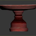 Red Round Pedestal Furniture With Glossy Surface And Elegant Tiered Base