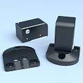 Black Metal Mechanical Parts With Different Shapes Holes And Base Design