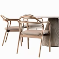 Modern Dining Table Set With Upholstered Chairs And Textured Wooden Legs
