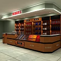 Modern Reception Desk in Alcohol Tobacco Service Area with Shelves and Products