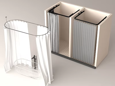 Modern Shower Sauna Interior Design With Enclosure Curtain And Cabin Structure 3d model