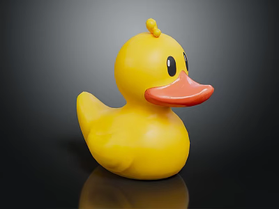 Yellow Duck Shaped Decorative Furniture Ornament With Orange Beak And Black Eyes 3d model