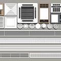 Various Air Conditioner Vents with Rectangular Circular and Linear Design Styles 3d model