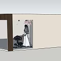 Elegant Wedding Dress Clothing Store With Pink Flowers And Mannequin