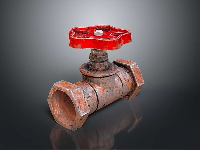 Industrial Valve with Red Handwheel and Metal Body for Industrial Pipeline Equipment Systems 3d model