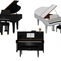 Musical Instruments And Art Supplies Featuring Grand Upright Pianos Stools And Music Sheets