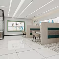 Neat Modern Administrative Service Hall Interior With Counter Waiting Area Sofas And Display Screen