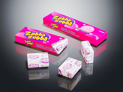 Zebra Zebra Bubble Gum With Pink Packaging And Small Packs Design 3d model