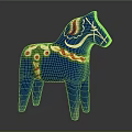 Blue Horse Doll With Colorful Decorative Patterns On Body And Intricate Details