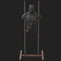 Sports Equipment Human Shaped Target with Bullet Holes and Target Circles on Metal Poles