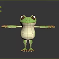 Cute Green Frog Doll Standing With White Belly Big Eyes And Arms Outstretched