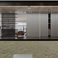 Modern Dining Living Room Interior With Open Layout Sofa TV Wall And Marble Accents