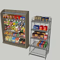 Enclosed And Metal Wire Display Racks With Snacks Beverages And Boxed Products