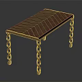 Elegant Modern Wooden Table With Herringbone Top And Twisted Legs Design 3d model