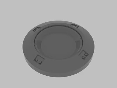 Gray Circular Industrial Part With Four Holes And Structural Design 3d model