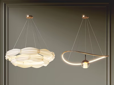 Elegant Modern Chandeliers Featuring Petal Shaped And Curved Designs With Warm Lighting 3d model