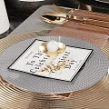 Elegant Decorative Ornament Set For Dining Table With Plant Gold Accents Wine Glasses And Tableware