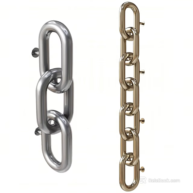Shiny Metal Chains in Silver and Gold Finish for Decorative Applications 3d model 