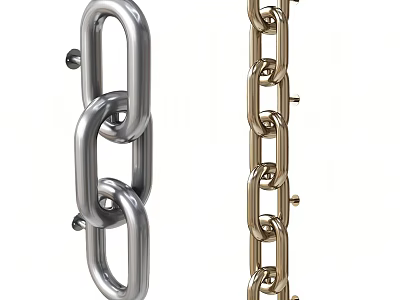 Shiny Metal Chains in Silver and Gold Finish for Decorative Applications 3d model