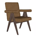 Modern Leather Accent Chair With Wooden Frame And Comfortable Armrests